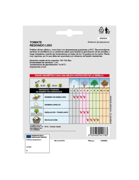 Comprar semillas de tomate redondo liso en tienda abonica