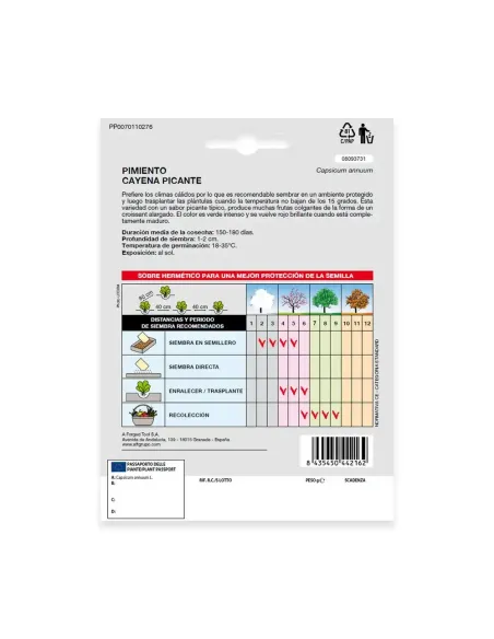 Comprar semillas de pimiento cayena picante en tienda abonica