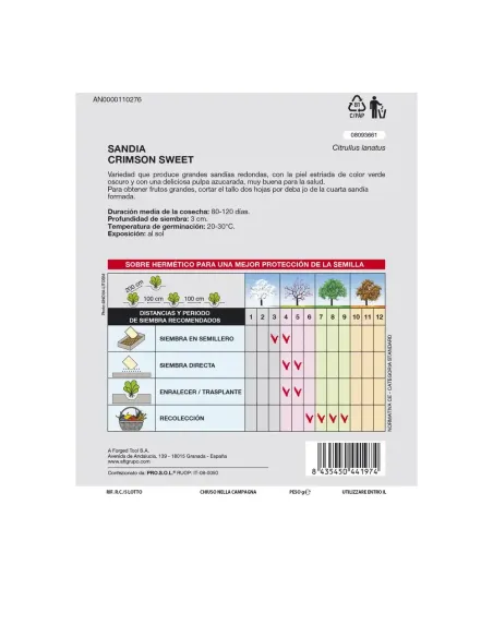 Comprar semillas de sandía crimson sweet en online abonica
