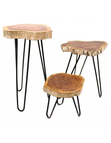 Juego 3 maceteros madera natural