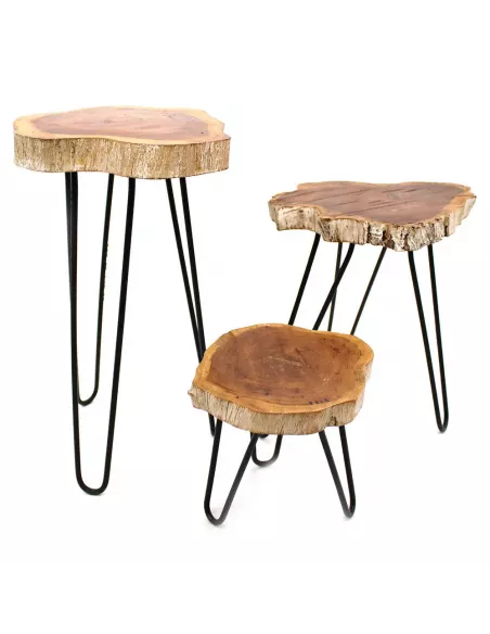 Juego 3 maceteros madera natural