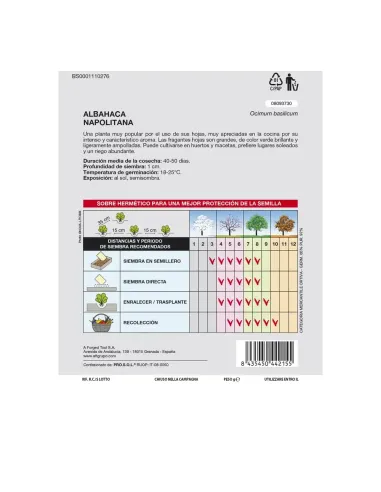 Comprar semillas de albahaca napolitana en tienda abonica