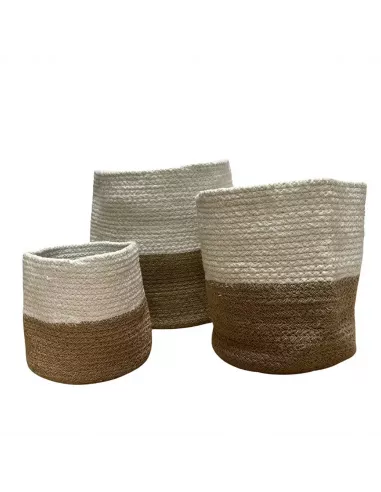 3 cestas de algodón y yute para almacenar o decorar