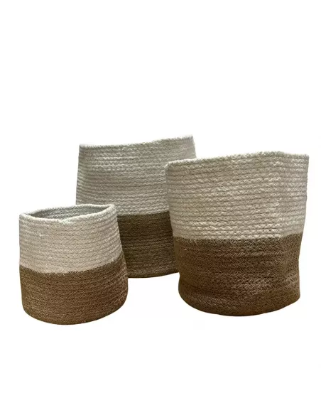 3 cestas de algodón y yute para almacenar o decorar