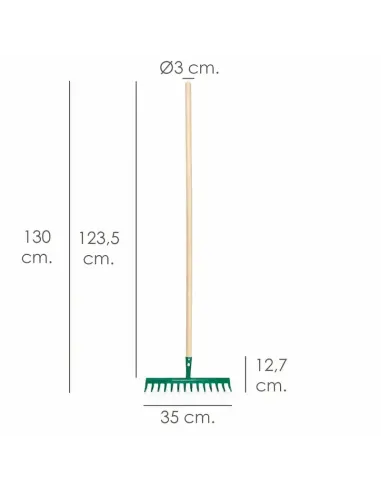 comprar rastrillo jardín 14 dientes mango de madera 130 cm en abonica