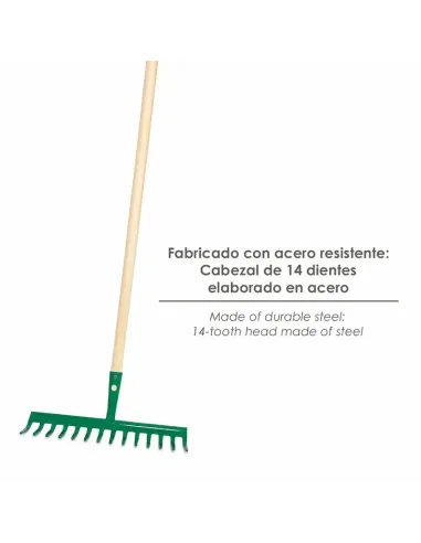 comprar rastrillo jardín 14 dientes mango de madera en tienda online abonica