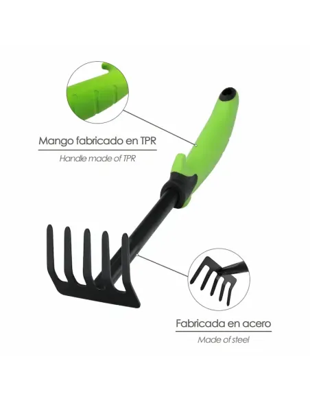 comprar rastrillo jardín 1 mano mango Tpr verde en tienda online abonica