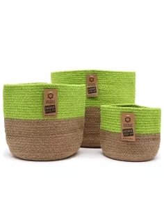 3 cestas algodón y yute blanco y marrón 2