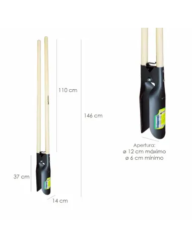 comprar cavahoyos acero forjado con mango de madera en tienda abonica