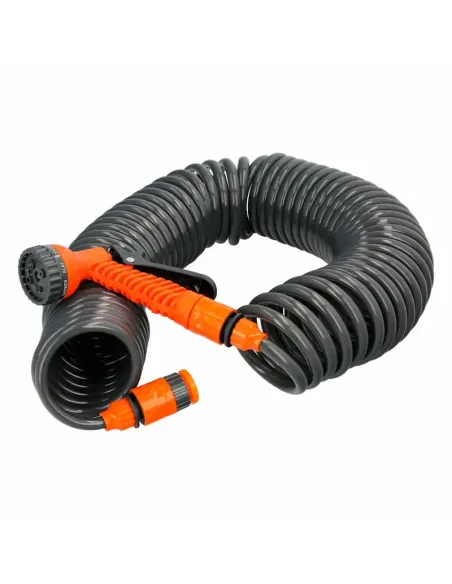 comprar manguera extensible autoenroscable espiral 15 metros negra con pistola y conectores en tienda online abonica