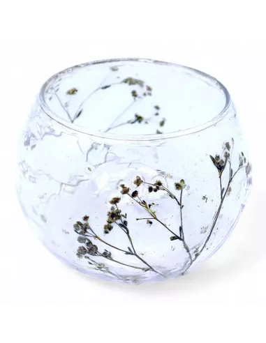 Set 4 Portavelas Cuenco Margarita 8x10 cm | Cristal Floral Natural