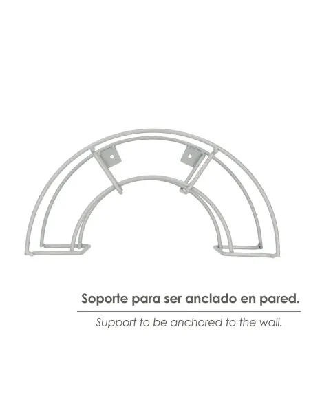 comprar soporte manguera pared metálica media luna color gris en abonica