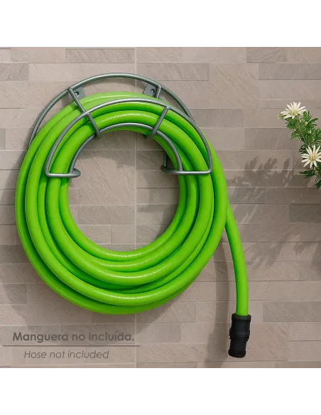 comprar soporte manguera pared metálica media luna gris en tienda abonica