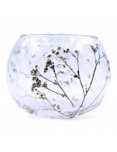 Set 4 Portavelas Cuenco Margarita 8x10 cm | Cristal Floral Natural
