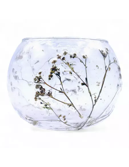 Set 4 Portavelas Cuenco Margarita 8x10 cm | Cristal Floral Natural