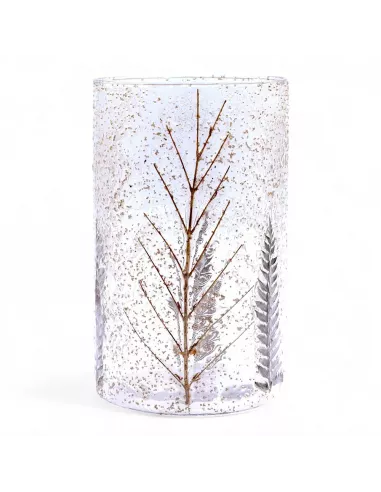Portavelas Jarrón Alto Pino 19x11 cm | Cristal Floral Natural
