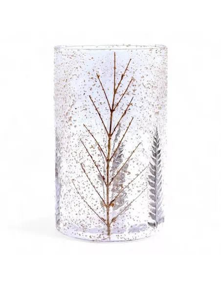 Portavelas Jarrón Alto Pino 19x11 cm | Cristal Floral Natural
