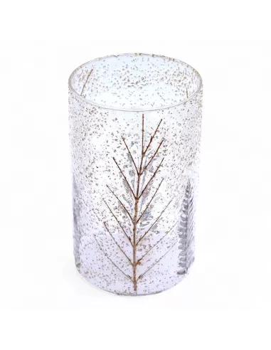 Portavelas Jarrón Alto Pino 19x11 cm | Cristal Floral Natural