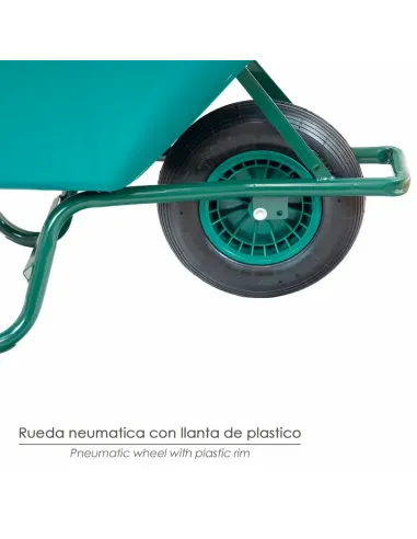 comprar carretilla plástico desmontada 100 litros verde en abonica