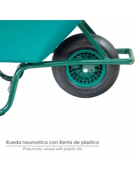 comprar carretilla plástico desmontada 100 litros verde en abonica