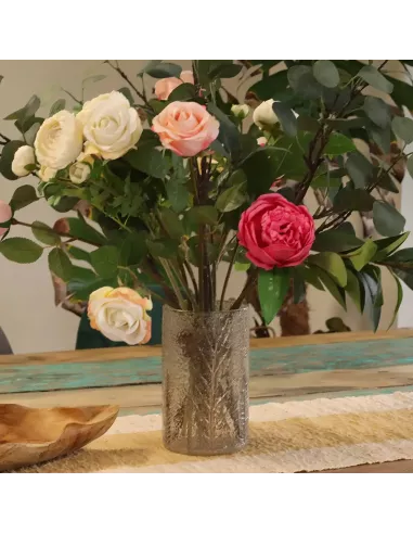 Portavelas Jarrón Alto Pino 19x11 cm | Cristal Floral Natural