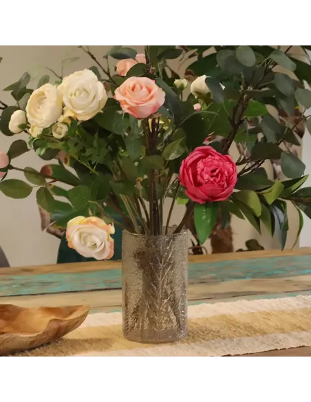 Portavelas Jarrón Alto Pino 19x11 cm | Cristal Floral Natural