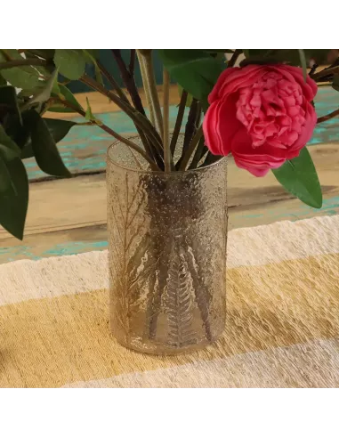 Portavelas Jarrón Alto Pino 19x11 cm | Cristal Floral Natural