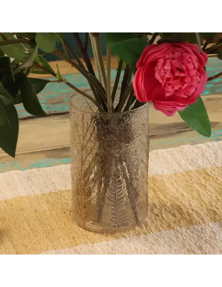 Portavelas Jarrón Alto Pino 19x11 cm | Cristal Floral Natural