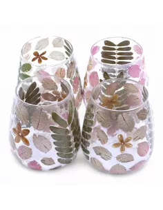 4x Portavelas en Cristal Floral – Jarrón Primavera 12x11 cm 2