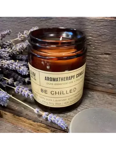 Vela Aromaterapia Relájate Lavanda e Hinojo 200 g, Cera de Soja 40 h