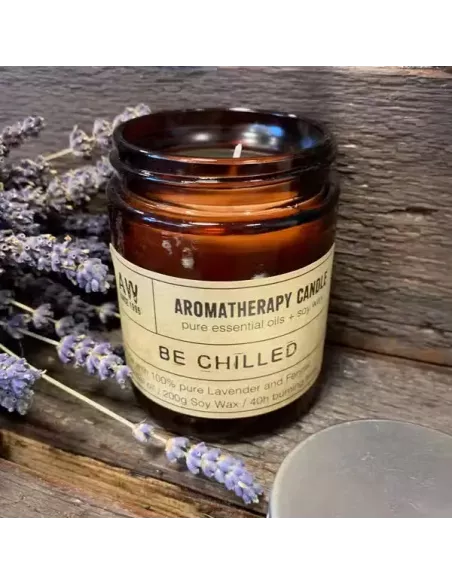 Vela Aromaterapia Relájate Lavanda e Hinojo 200 g, Cera de Soja 40 h