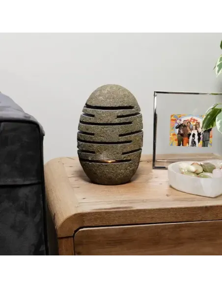 comprar porta velas de piedra de río natural diseño vertical en tienda online abonica