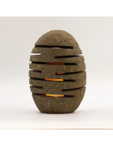 comprar porta velas de piedra de río natural diseño vertical en tienda abonica