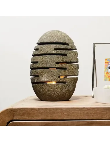 comprar porta velas de piedra de río natural vertical en tienda online abonica