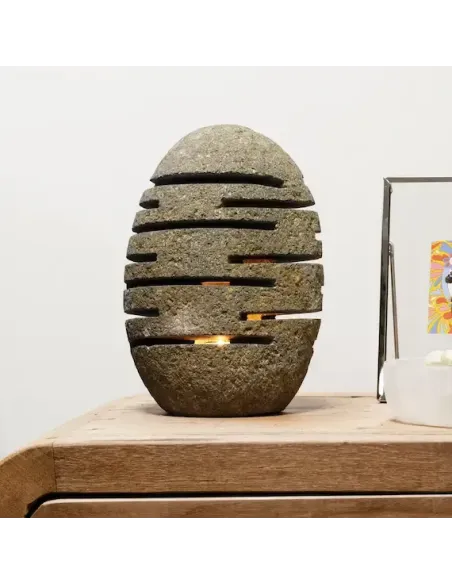 comprar porta velas de piedra de río natural vertical en tienda online abonica