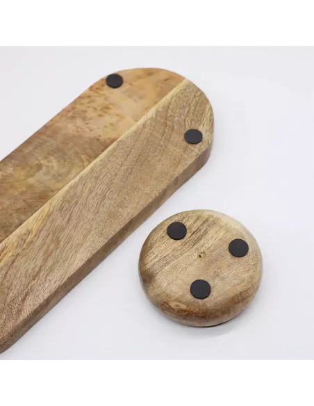 Bandeja de Madera de Mango con 3 Cuencos – Varias tonalidades - Diseño Sostenible Premium