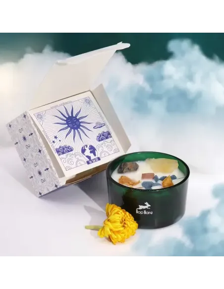 comprar vela botánica sol con flores y gemas en tienda abonica