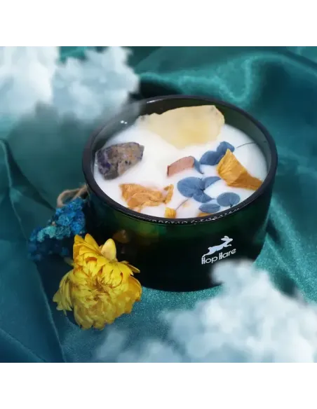 comprar vela botánica sol con flores y gemas en abonica