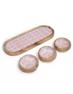 Bandeja de Madera de Mango con 3 Cuencos – Varias tonalidades - Diseño Sostenible Premium 2