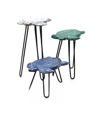 Juego de 3 Maceteros de Madera Albasia Tortugas | Decoración Natural
