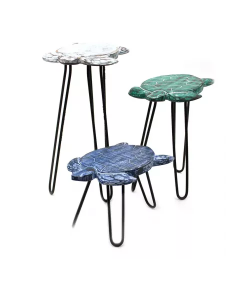 Juego de 3 Maceteros de Madera Albasia Tortugas | Decoración Natural