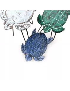 Juego de 3 Maceteros de Madera Albasia Tortugas | Decoración Natural 2
