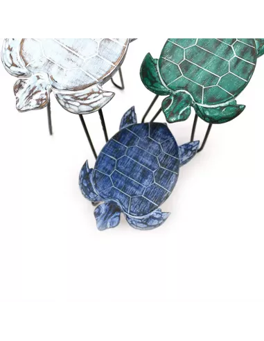 Juego de 3 Maceteros de Madera Albasia Tortugas | Decoración Natural