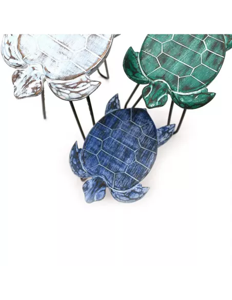 Juego de 3 Maceteros de Madera Albasia Tortugas | Decoración Natural
