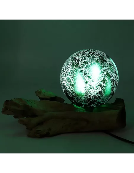 Lámpara de Mesa Artesanal Craquelada Verde Esmeralda - Iluminación de Lujo