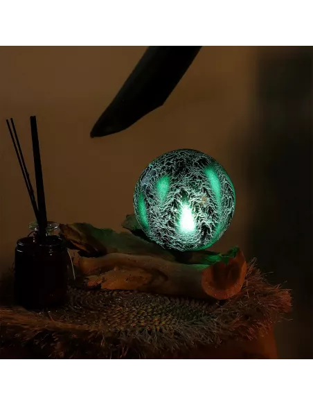 Lámpara de Mesa Artesanal Craquelada Verde Esmeralda - Iluminación de Lujo