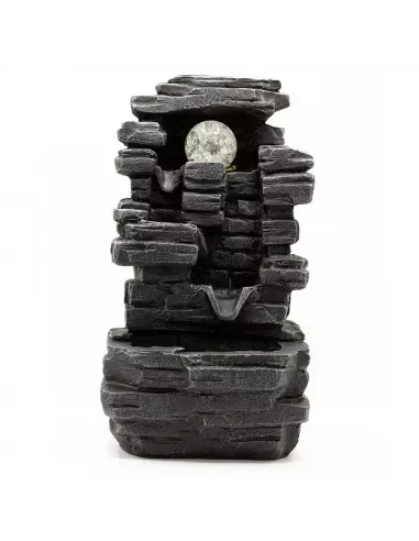 Fuente de Agua Decorativa 35 cm | Rocas Naturales y Bola de Cristal
