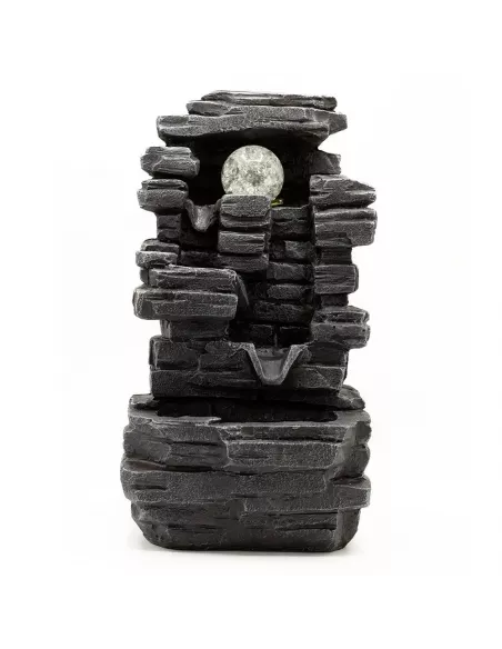 Fuente de Agua Decorativa 35 cm | Rocas Naturales y Bola de Cristal