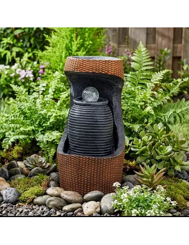 Fuente de Agua Grande 24x22x48 cm | Bola de Cristal con Cambio de Color en Urna Griega