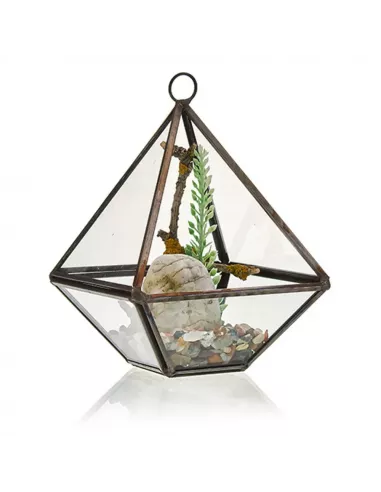 Terrario de Vidrio Pequeño Diamante | Decoración de Lujo para Interiores y Exteriores